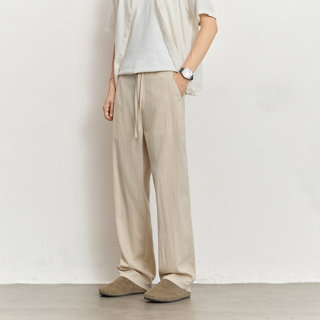 Herren Leichte Leinenhose mit Tunnelzug und geradem Bein Echo Archiv