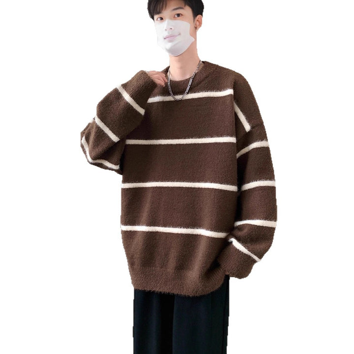 Unisex Oversized Strickpullover mit gestreiftem Design Echoarchiv