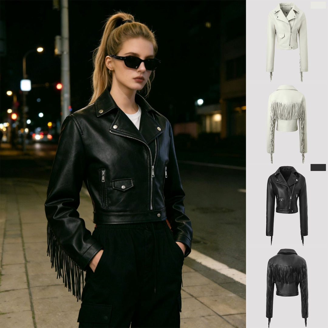 Damen Modische Cropped Bikerjacke Echo Archiv