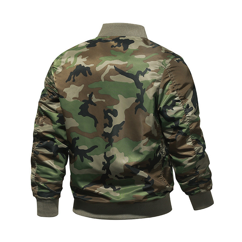 Herren Bomberjacke im Camouflage-Utility-Stil mit Ärmeltasche und Rippbündchen – Brevano