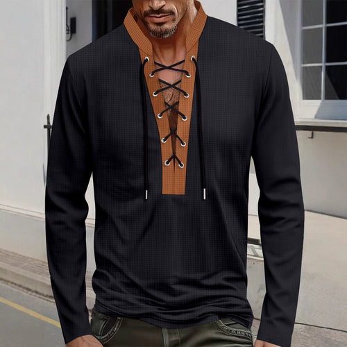 Herren modisches Langarmshirt mit Schnürung Echoarchiv