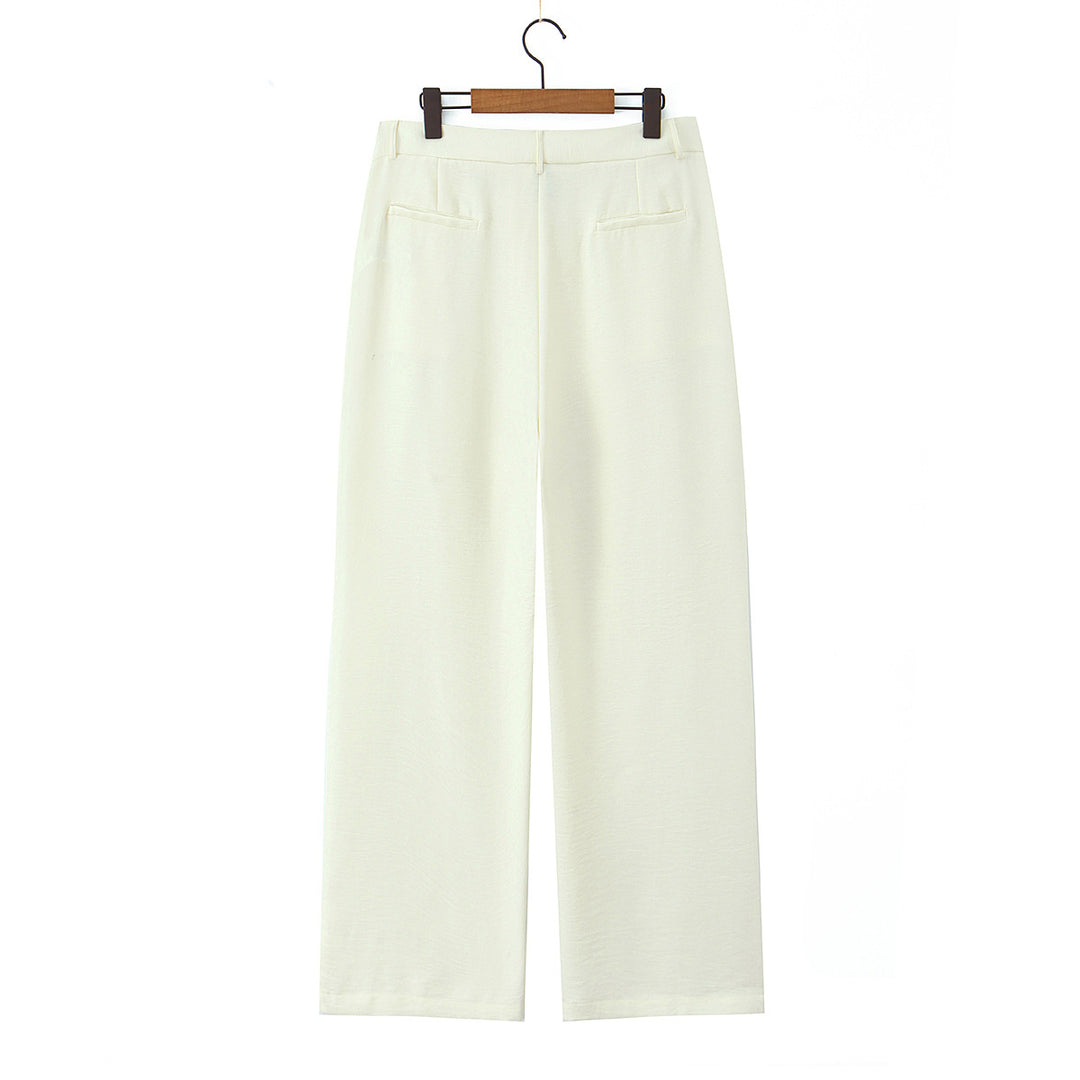 Damen Hochtaillierte leichte Palazzo-Hose mit weitem Bein und vorderer Bundfalte Echoarchiv