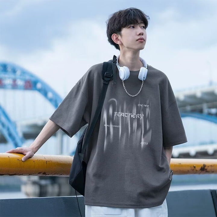 Herren Übergrößes T-Shirt mit kreativem Druck Echoarchiv