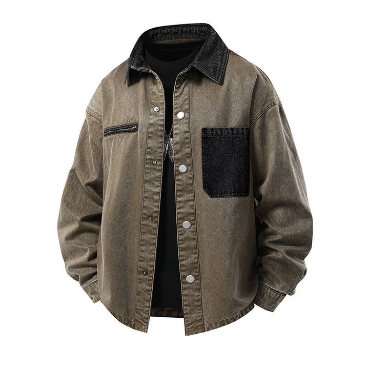 Herren Modische Denimjacke mit hohem Kragen und praktischen Taschen Echo Archiv