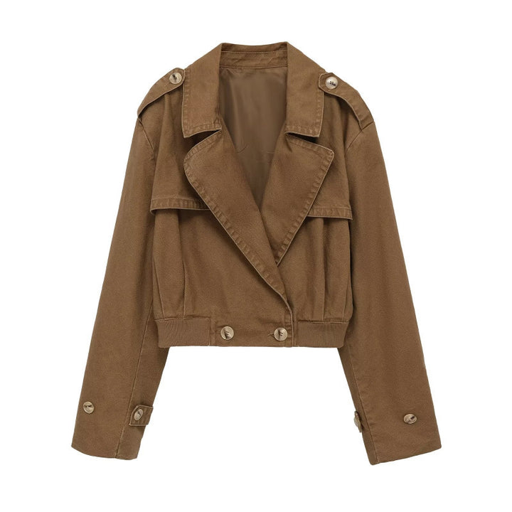Damen Kurz geschnittene Utility-Jacke im Field-Stil mit weitem Revers und tailliertem Taillenbund Echo Archiv