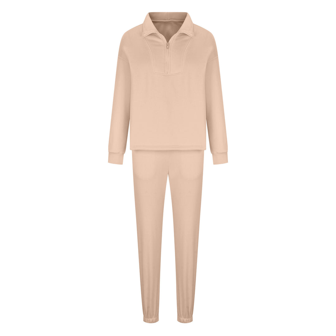 Damen nan weiches Oversize-Halbzip-Loungewear-Set mit hohem Stehkragen und taillierter Jogginghose Echo Archiv