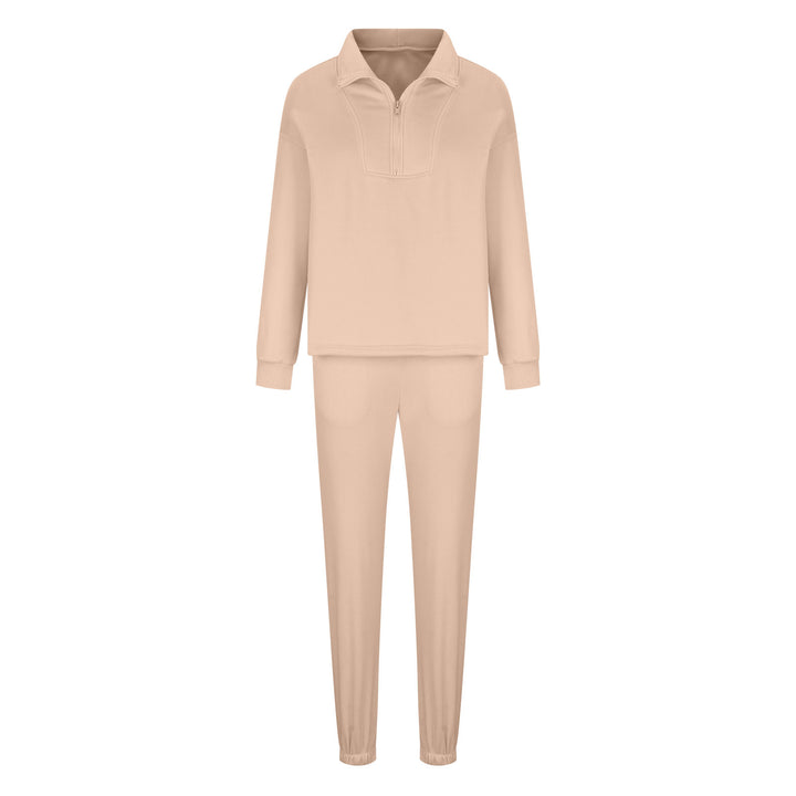 Damen nan weiches Oversize-Halbzip-Loungewear-Set mit hohem Stehkragen und taillierter Jogginghose Echo Archiv