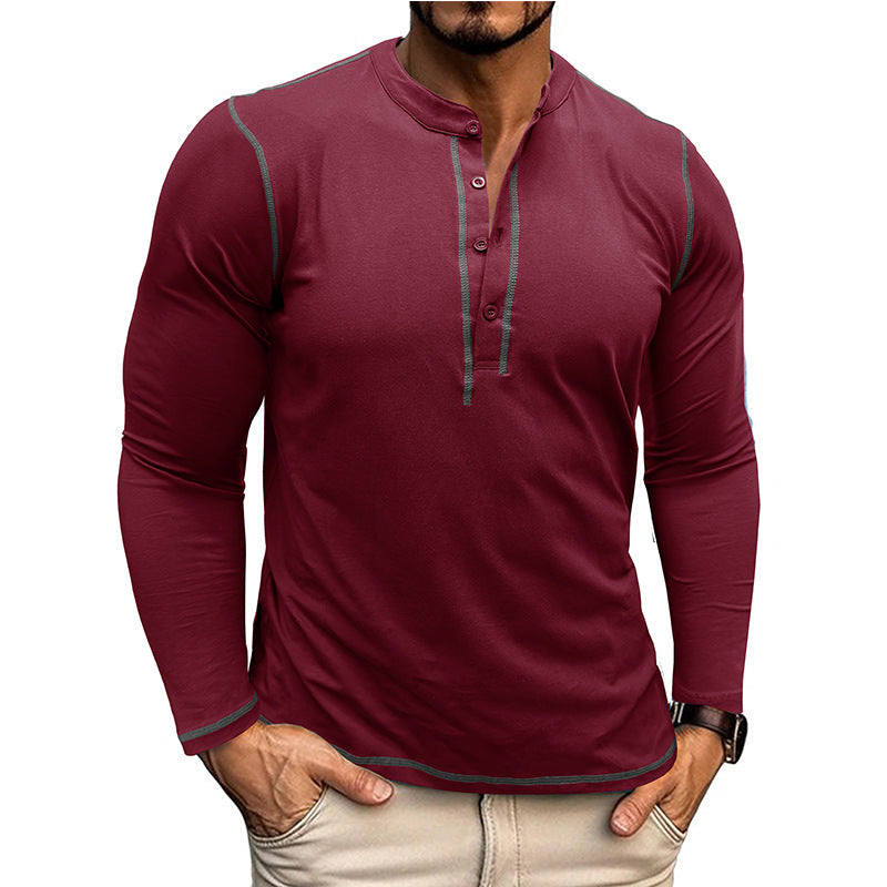 Herren Langarm-Henley Shirt mit atmungsaktivem Stoff und eleganter Knopfleiste Echoarchiv