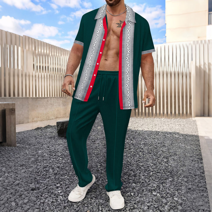 Herren lässiges Freizeit-Outfit mit modischem Druck und atmungsaktiven Materialien Echoarchiv