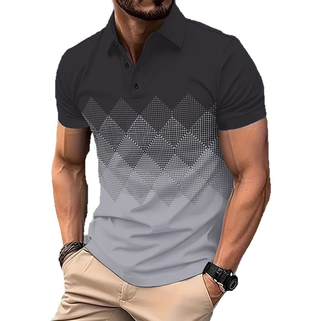 Herren Polohemd mit modernem Grafikdesign Echoarchiv