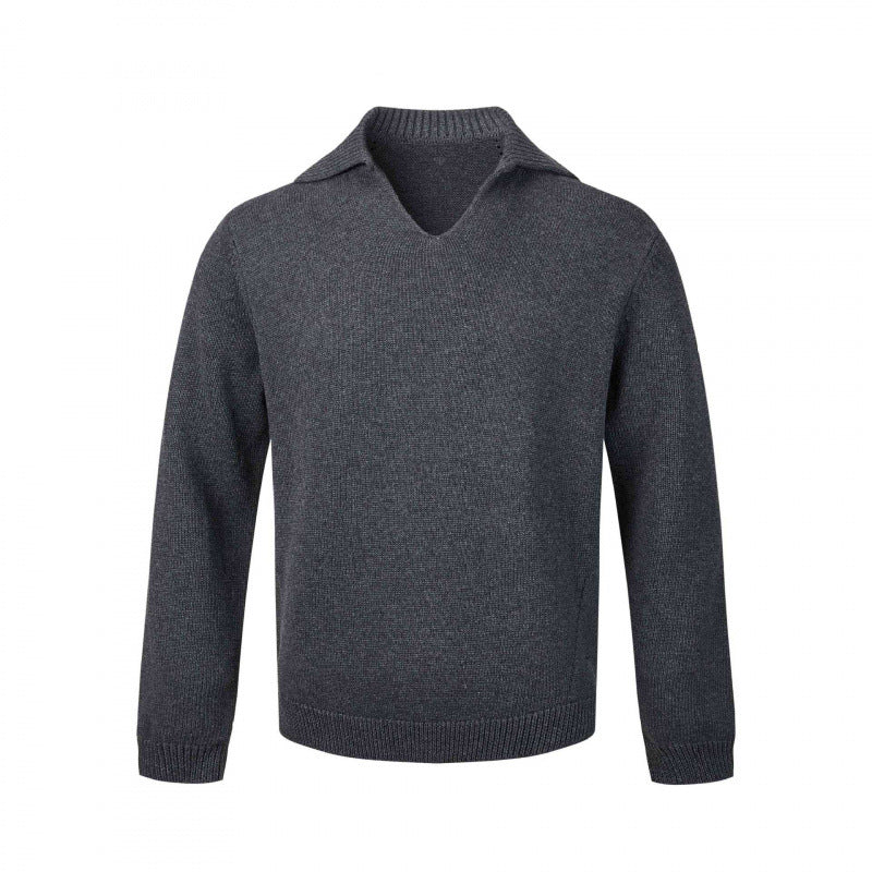 Herren Feinstrickpullover mit V-Ausschnitt und umgelegtem Hemdkragen Echo Archiv