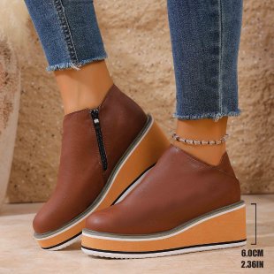 Damen nan Keilabsatz-Stiefelette mit seitlichem Reißverschluss und gepolstertem Komfortfußbett Echo Archiv