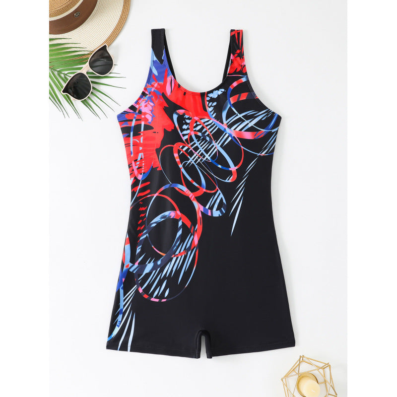 Damen Schwimmanzug mit sportlichem Schnitt und buntem Muster Echo Archiv