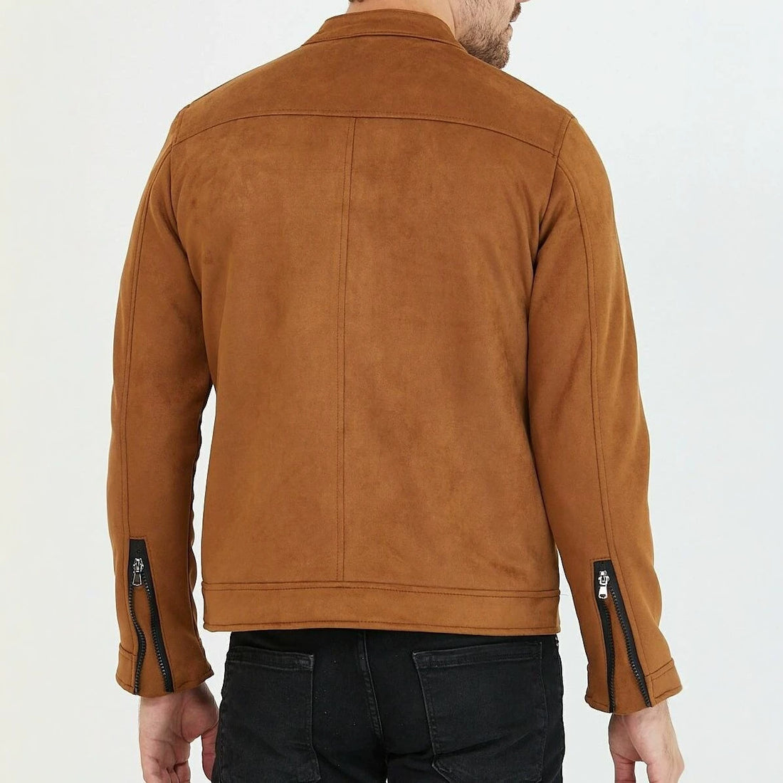 Herren Modische Kunstlederjacke mit Stehkragen – Taviero
