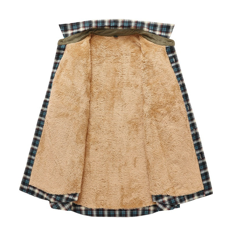 Herren Modische Flanellhemdjacke mit Teddyfutter und Schulterpatten Echo Archiv