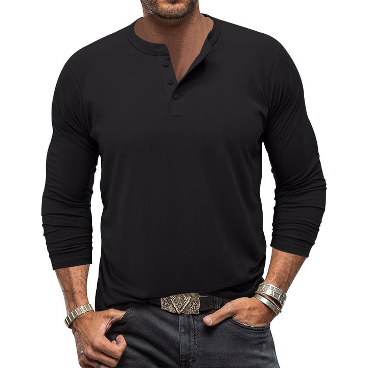 Herren Langarm-Henley-Shirt mit praktischem Knopfdesign Echoarchiv