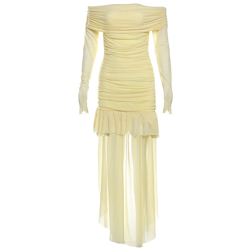 Damen Off-Shoulder Maxikleid mit Rüschendesign und figurformendem Schnitt Echo Archiv