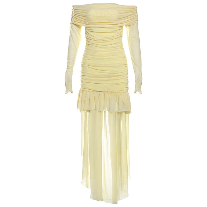 Damen Off-Shoulder Maxikleid mit Rüschendesign und figurformendem Schnitt Echo Archiv