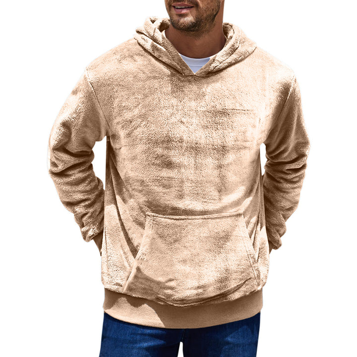 Herren Kuschel-Hoodie aus weichem Fleece mit großer Kängurutasche und hohem Kragen Echoarchiv