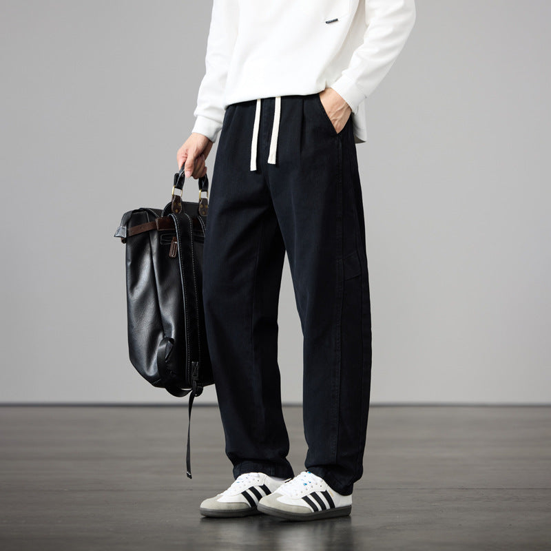Herren Weite Baumwoll-Canvas Cargo-Hose mit Tunnelzugbund und Mehrfachtaschen Echo Archiv