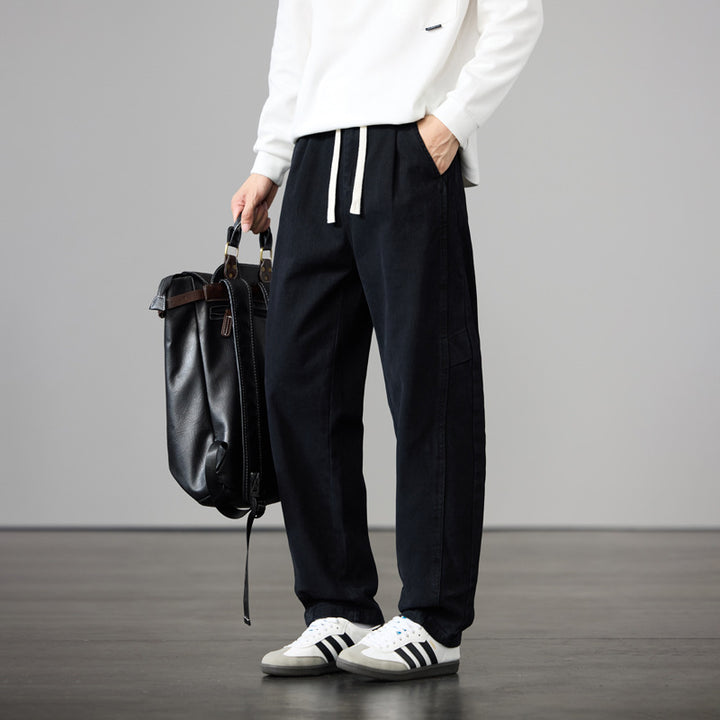 Herren Weite Baumwoll-Canvas Cargo-Hose mit Tunnelzugbund und Mehrfachtaschen Echo Archiv