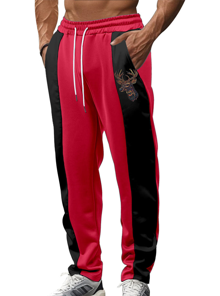 Herren nan sportive Trackpants mit seitlichen Kontrastbahnen elastischem Bund Kordelzug und Hirschstickerei Echo Archiv