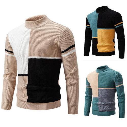 Herren modischer Rollkragenpullover mit grafischem Zopfmuster Echoarchiv 1758205596