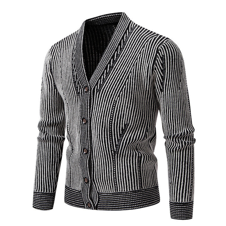 Herren elegante Strickjacke mit V-Ausschnitt und feinem Kabelmuster Echoarchiv