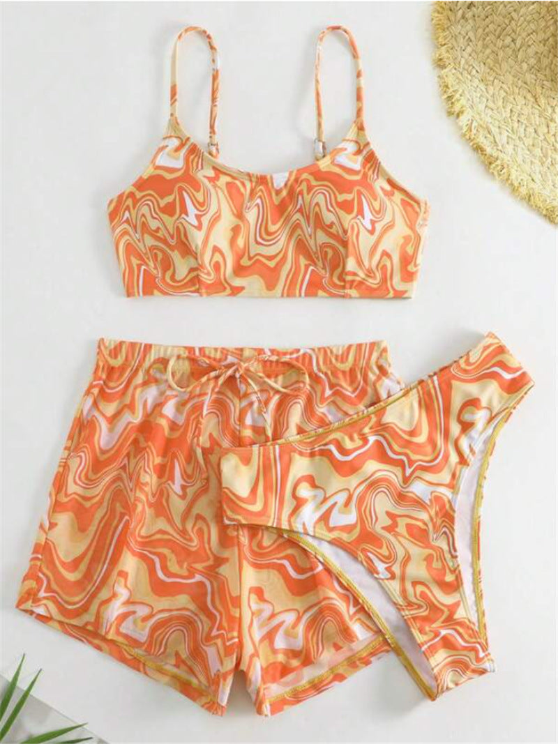 Damen Zweiteiliges Bikini-Set mit stilvollem Wellenmuster Echo Archiv