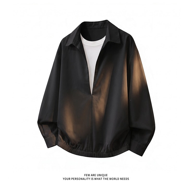 Damen Oversize-Bluse mit tiefem V-Ausschnitt, Hemdkragen und elastischem Saum Echo Archiv