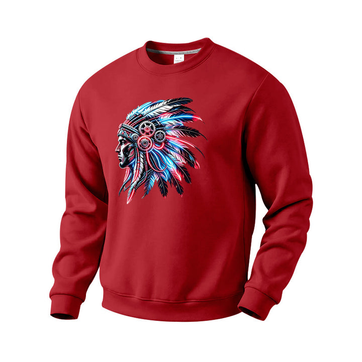 Herren Sweatshirt mit detailreichem Federschmuck-Print Echoarchiv