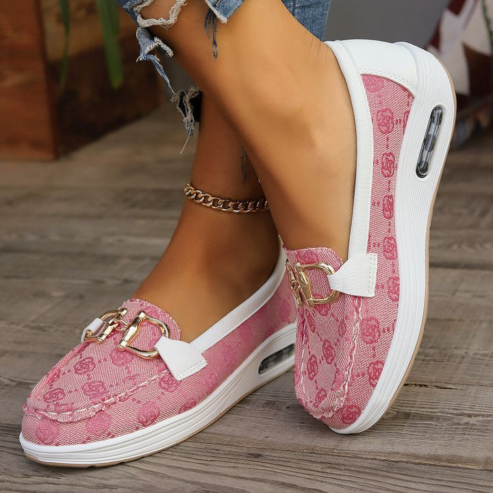 Damen Mokassin-Slipper mit luftgepolsterter Plateausohle und Zier-Bit Echo Archiv