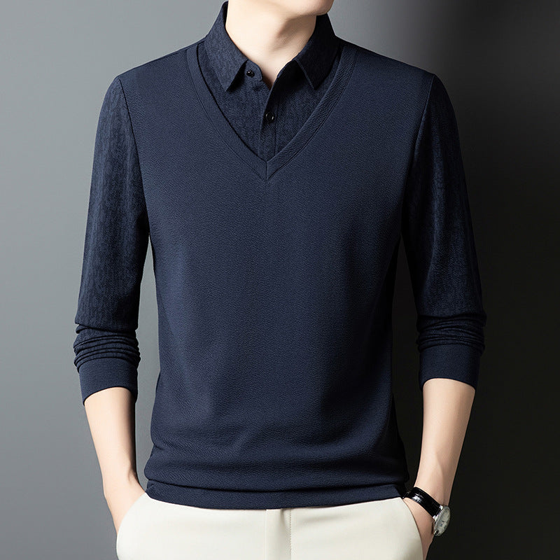Herren eleganter V-Ausschnitt Pullover mit strukturiertem Ärmel Echoarchiv