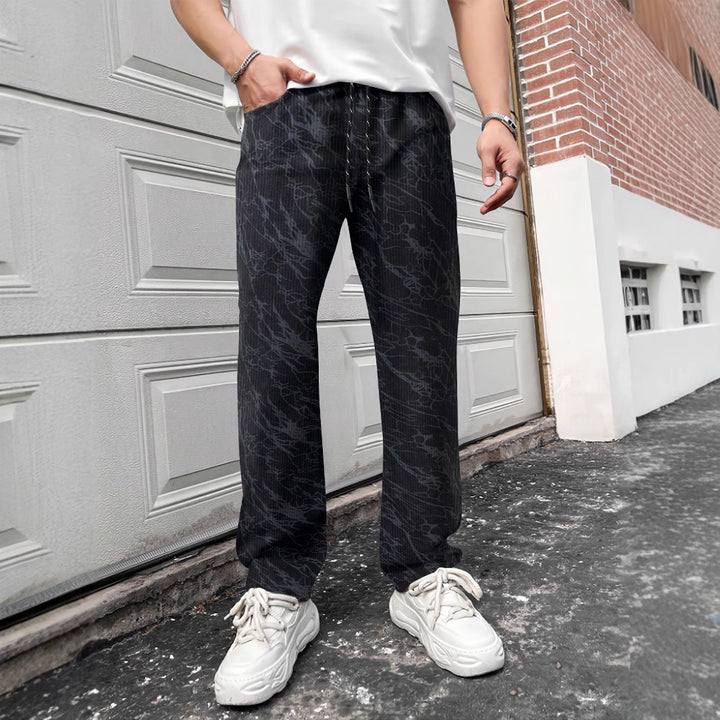 Herren Freizeithose mit extensivem grafischen Muster und elastischem Bund Echoarchiv