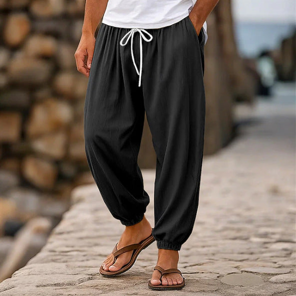 Herren luftige Freizeit-Hose mit elastischem Bund und seitlichen Eingrifftaschen Echoarchiv