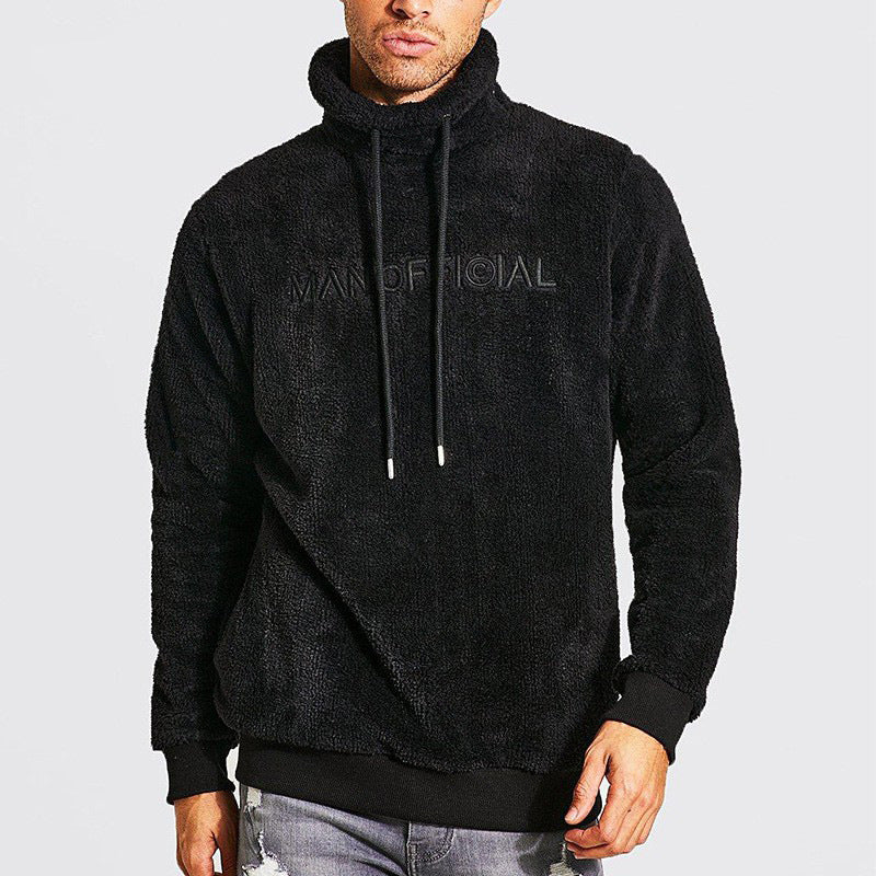 Herren gemütlicher Fleece-Pullover mit hohem Kragen und Kordelzug Echoarchiv