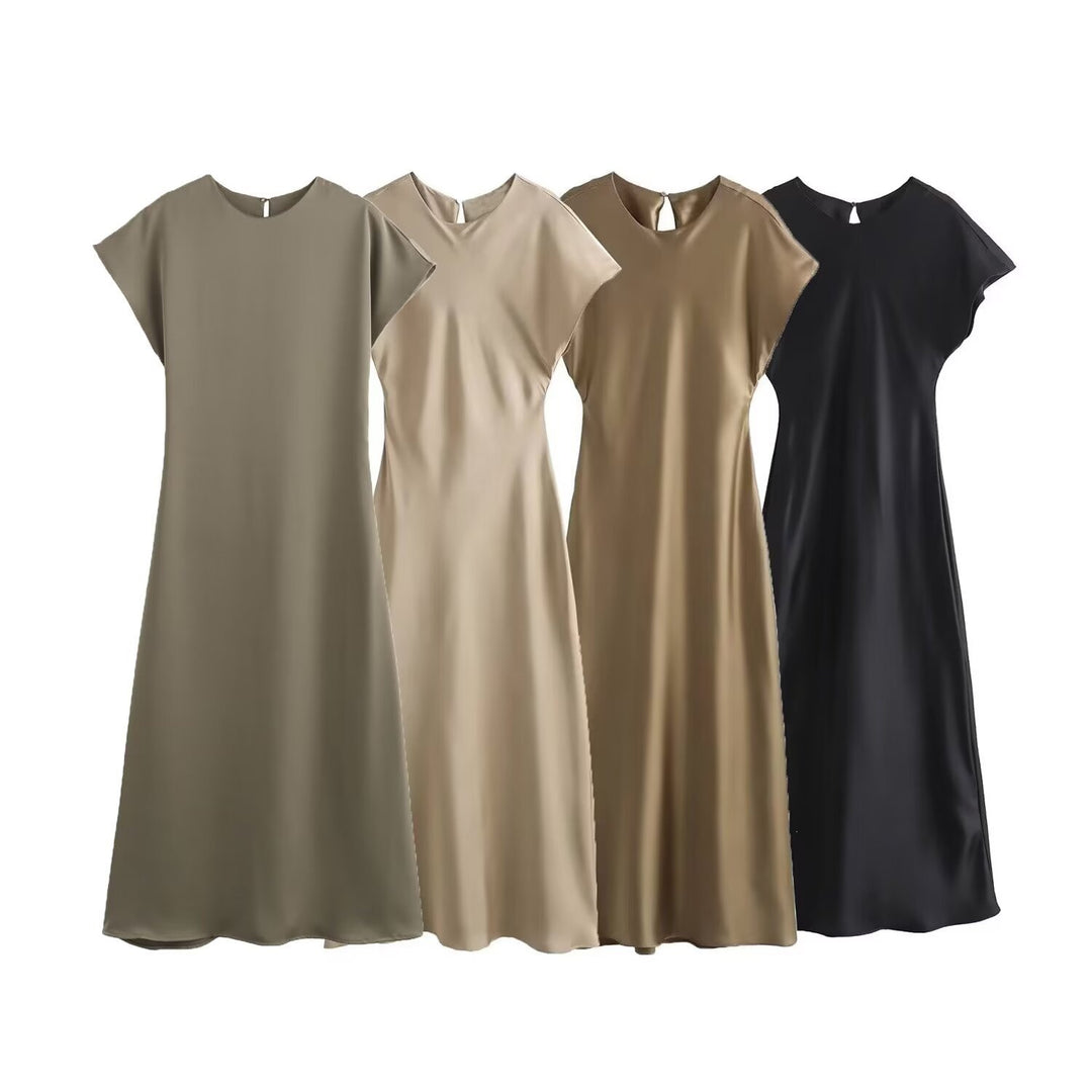 Damen elegantes Maxikleid mit fließendem Schnitt und modernem V-Ausschnitt Echo Archiv