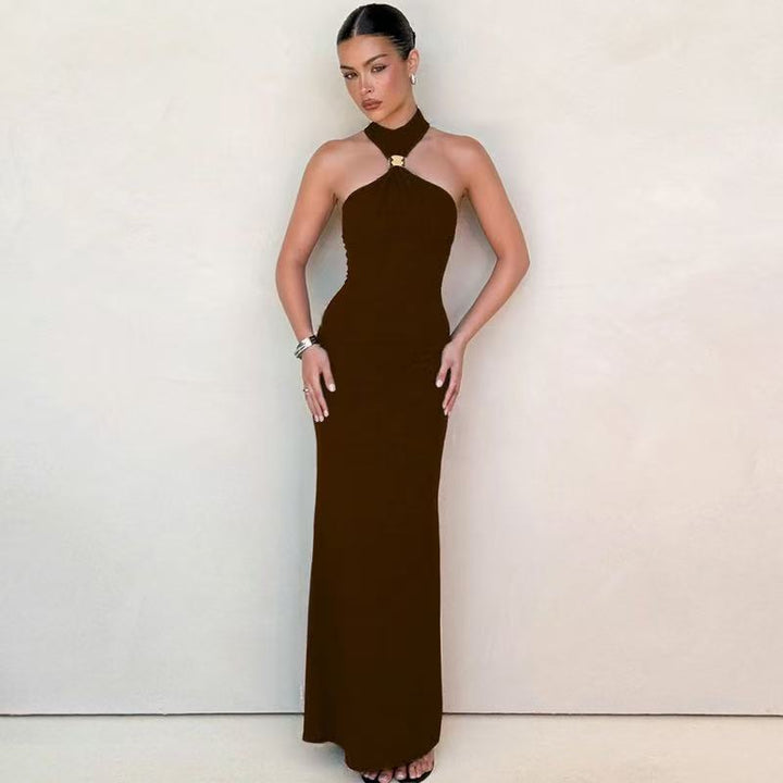 Damen Elegantes Maxikleid mit schickem Halterneck und figurbetonter Silhouette Echo Archiv