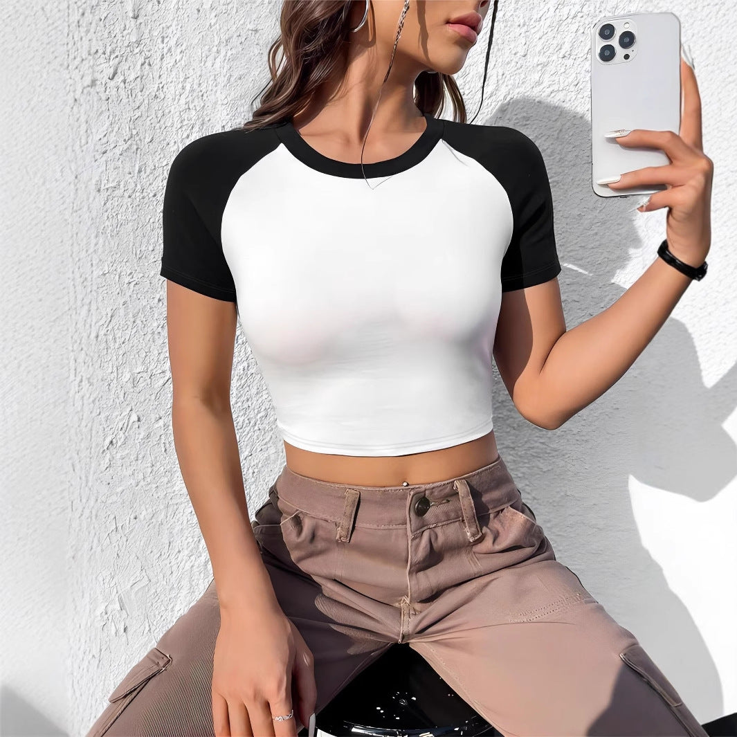 Damen Crop-T-Shirt mit modernem Raglan-Schnitt und figurbetontem Design Echo Archiv