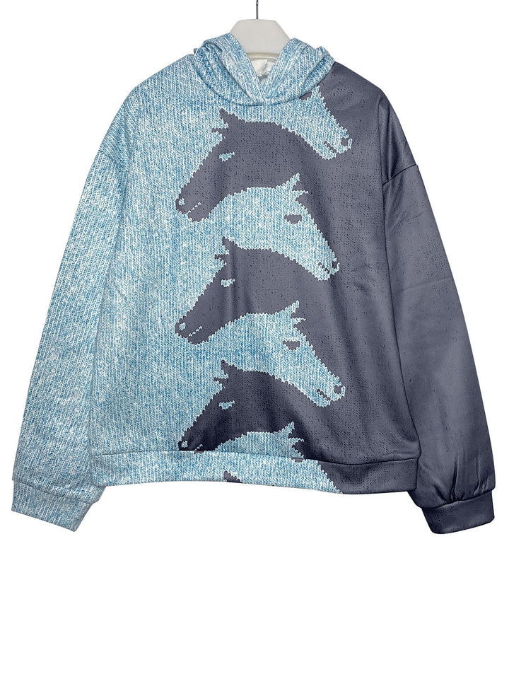 Damen Hoodie mit krEchoarchivtivem Pferdemuster & bequemer Passform | Echoarchiv