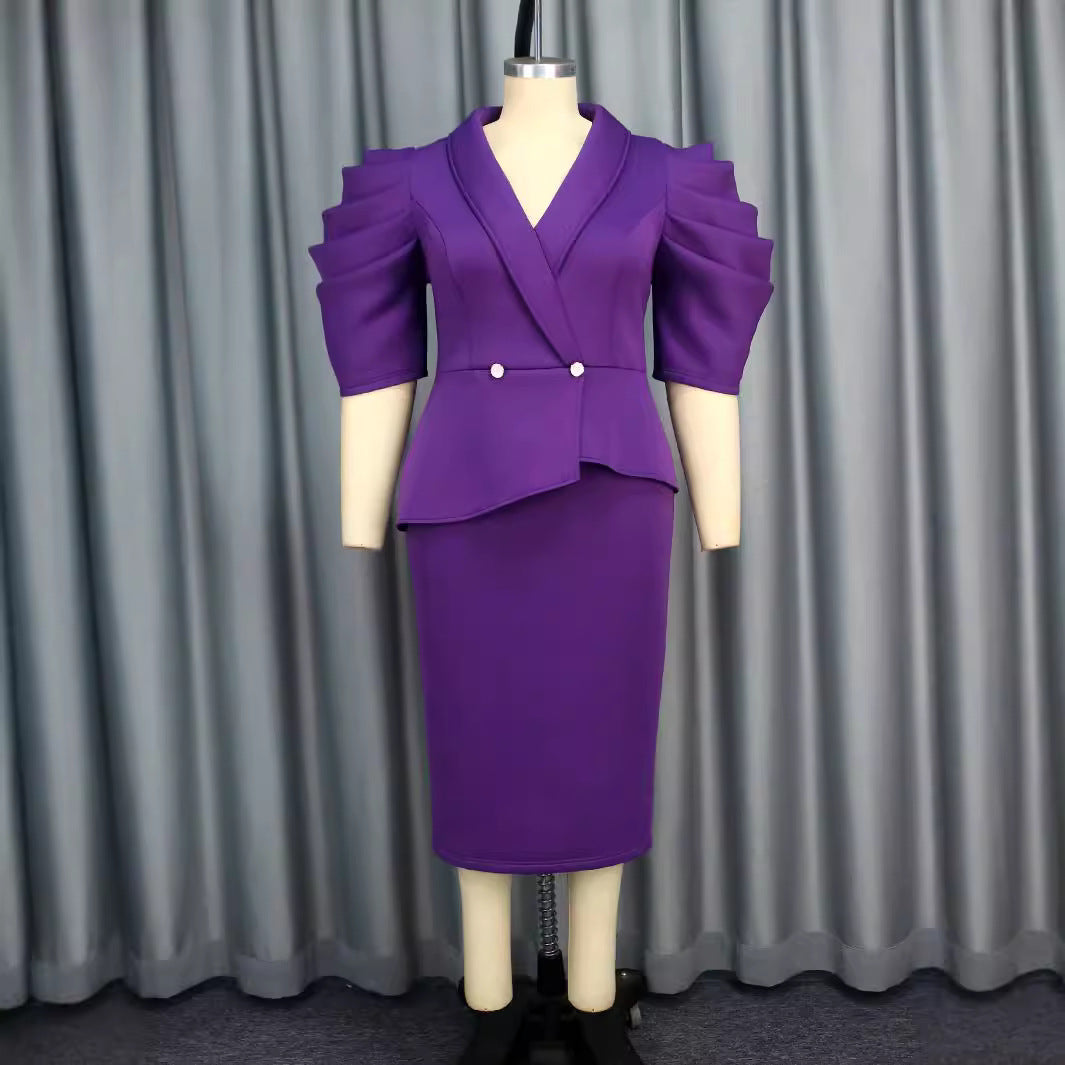 Damen Elegantes Etui-Kleid mit voluminösen Puffärmeln Echo Archiv