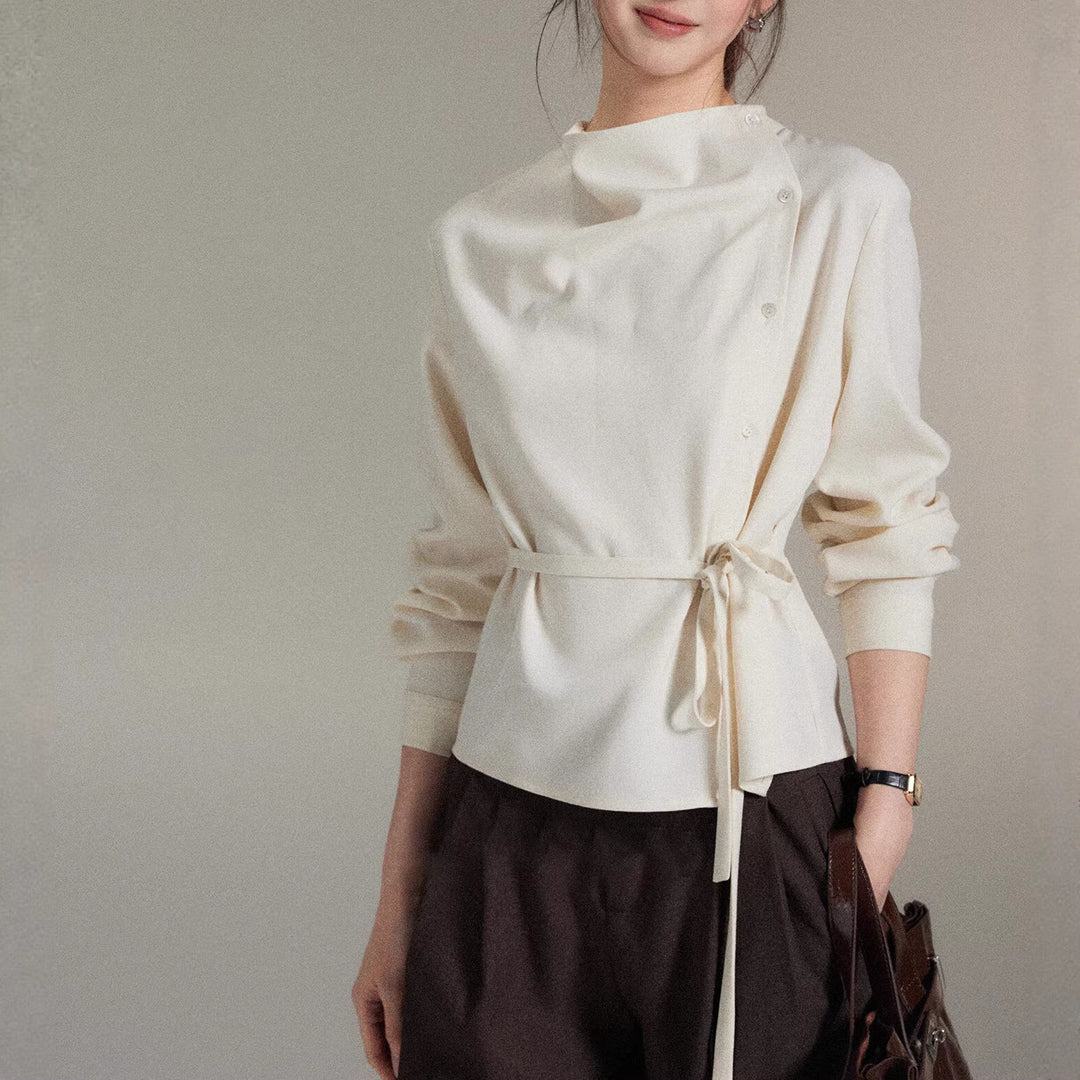 Damen Modische Bluse mit Wickel-Ausschnitt Echoarchiv