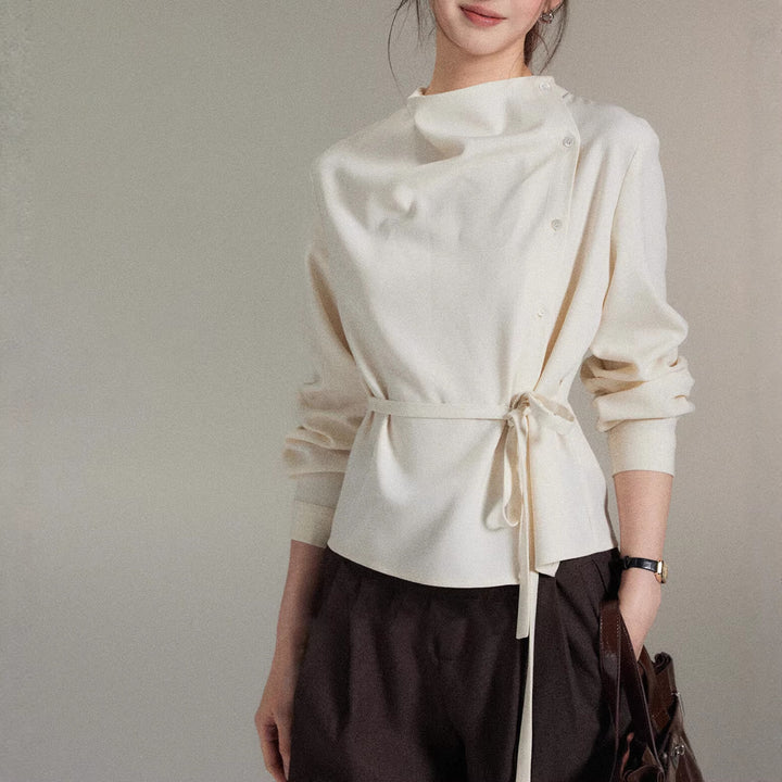 Damen Modische Bluse mit Wickel-Ausschnitt Echoarchiv