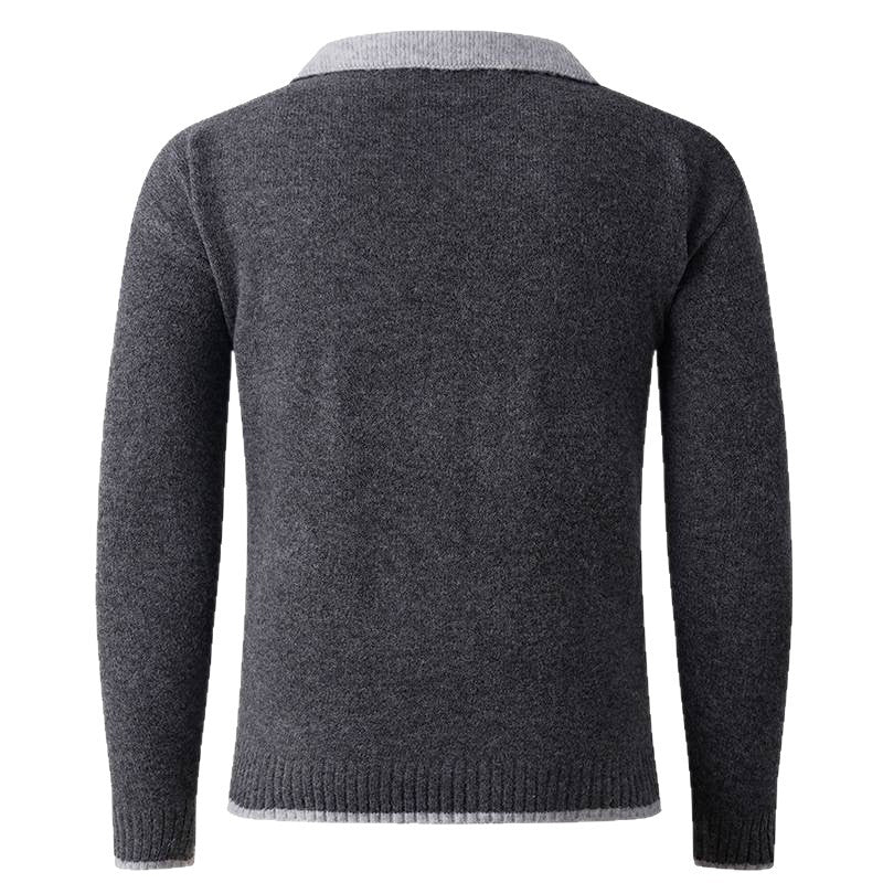 Herren V-Ausschnitt Pullover mit Hemdkragen und feiner Struktur Echoarchiv