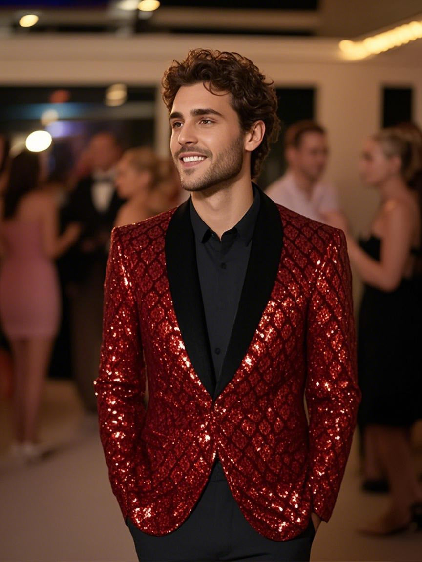 Herren Glamouröser Paillettenblazer Echoarchiv