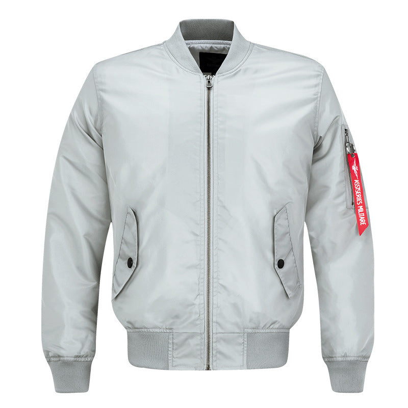 Herren Glatte Nylon-Bomberjacke mit gefütterter Innenlage, Rippbündchen und Ärmel-Utilitytasche – Brevano