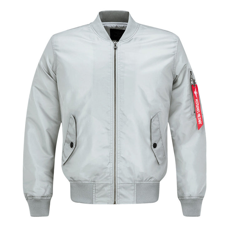 Herren Glatte Nylon-Bomberjacke mit gefütterter Innenlage, Rippbündchen und Ärmel-Utilitytasche – Brevano