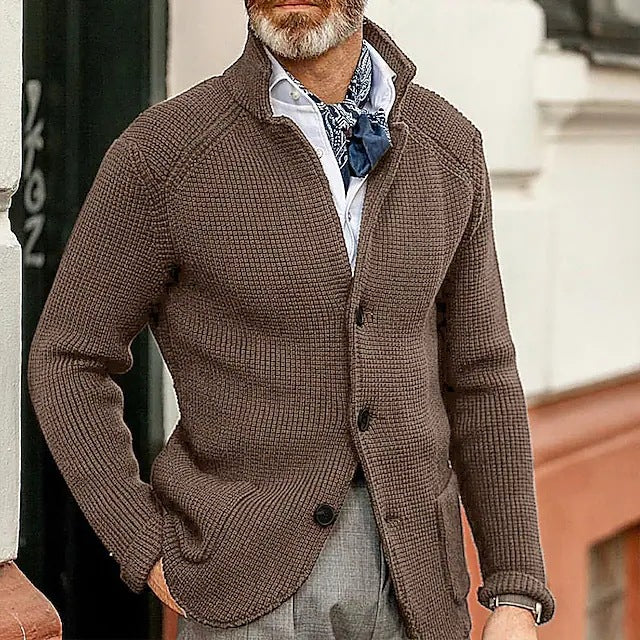Herren Strickjacke mit Stehkragen und Strukturstrick Echo Archiv