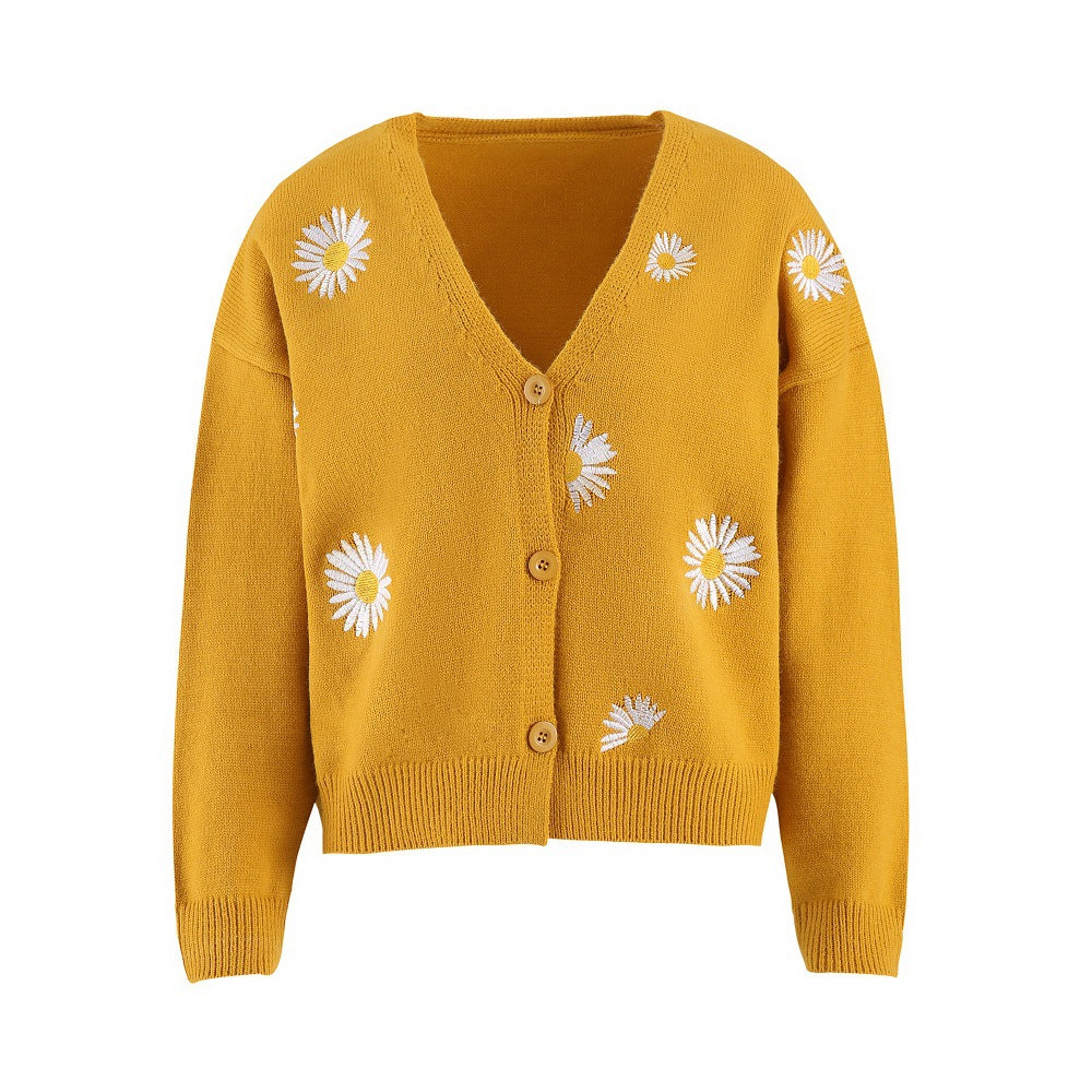 Damen Strickcardigan mit Gänseblümchen-Stickerei Echo Archiv