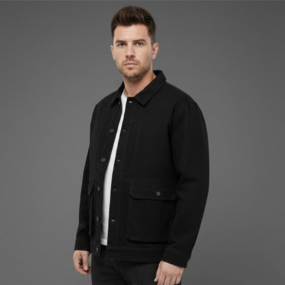 Herren Canvas-Utility Overshirt mit großen Pattentaschen und entspanntem Schnitt Echo Archiv